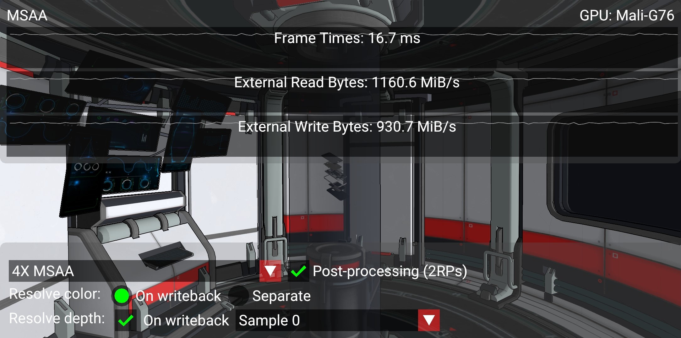 Postprocessing with MSAA and write-back resolve sample
